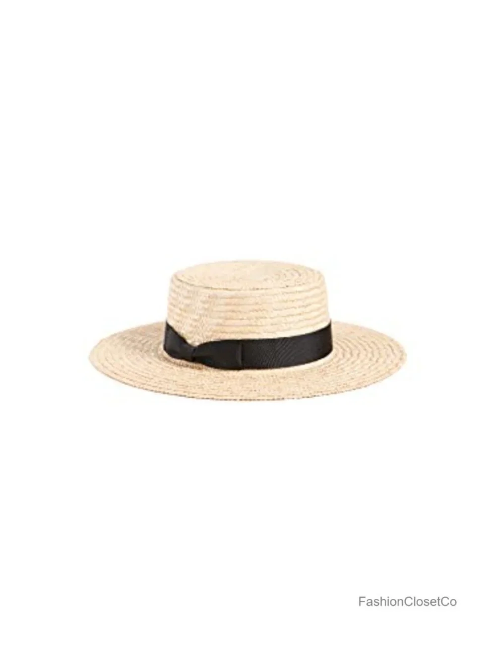 Straw Sun Hat with Grosgrain Trim, Structured Silhouette, UPF 50